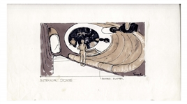 Early Concept Art for Alien, Done in 1977 -- Showing the Interior Dome of the Nostromo Spaceship